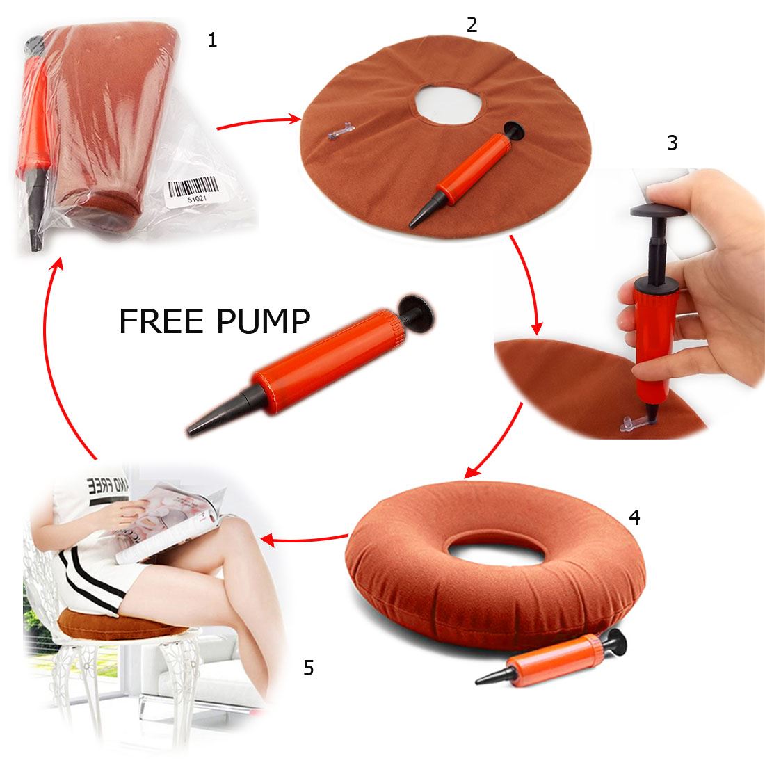 Medical Inflatable Donut Round Cushion Ring Pressure Sores & Pump UK eBay