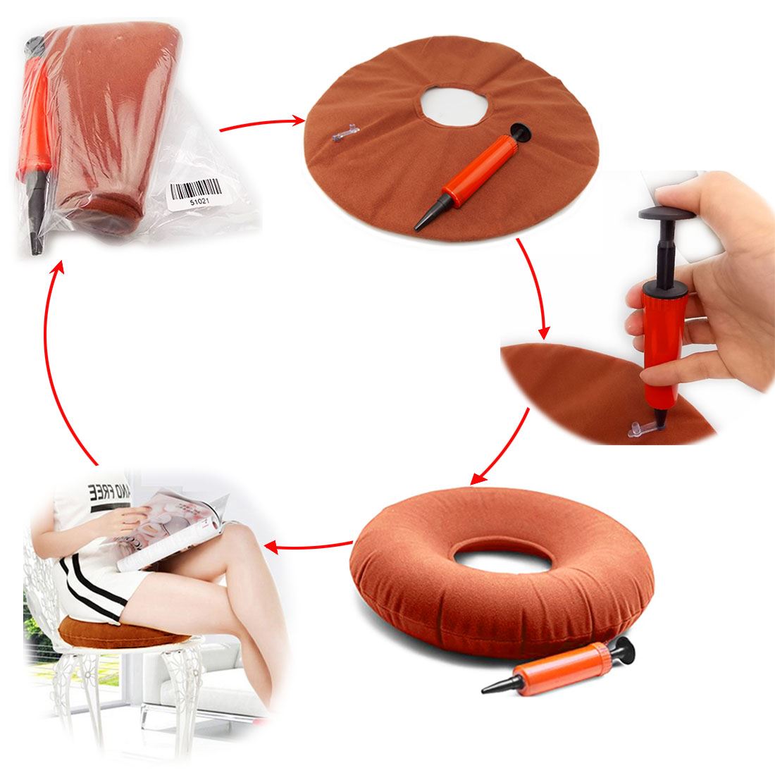 Medical Inflatable Donut Round Cushion Ring Pressure Sores & Pump UK eBay