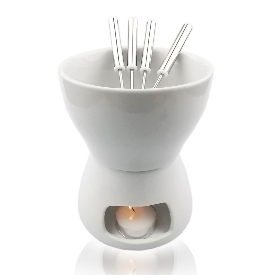 Ceramic Chocolate/Cheese Fondue Set With Stainless Steel Forks Kitchen