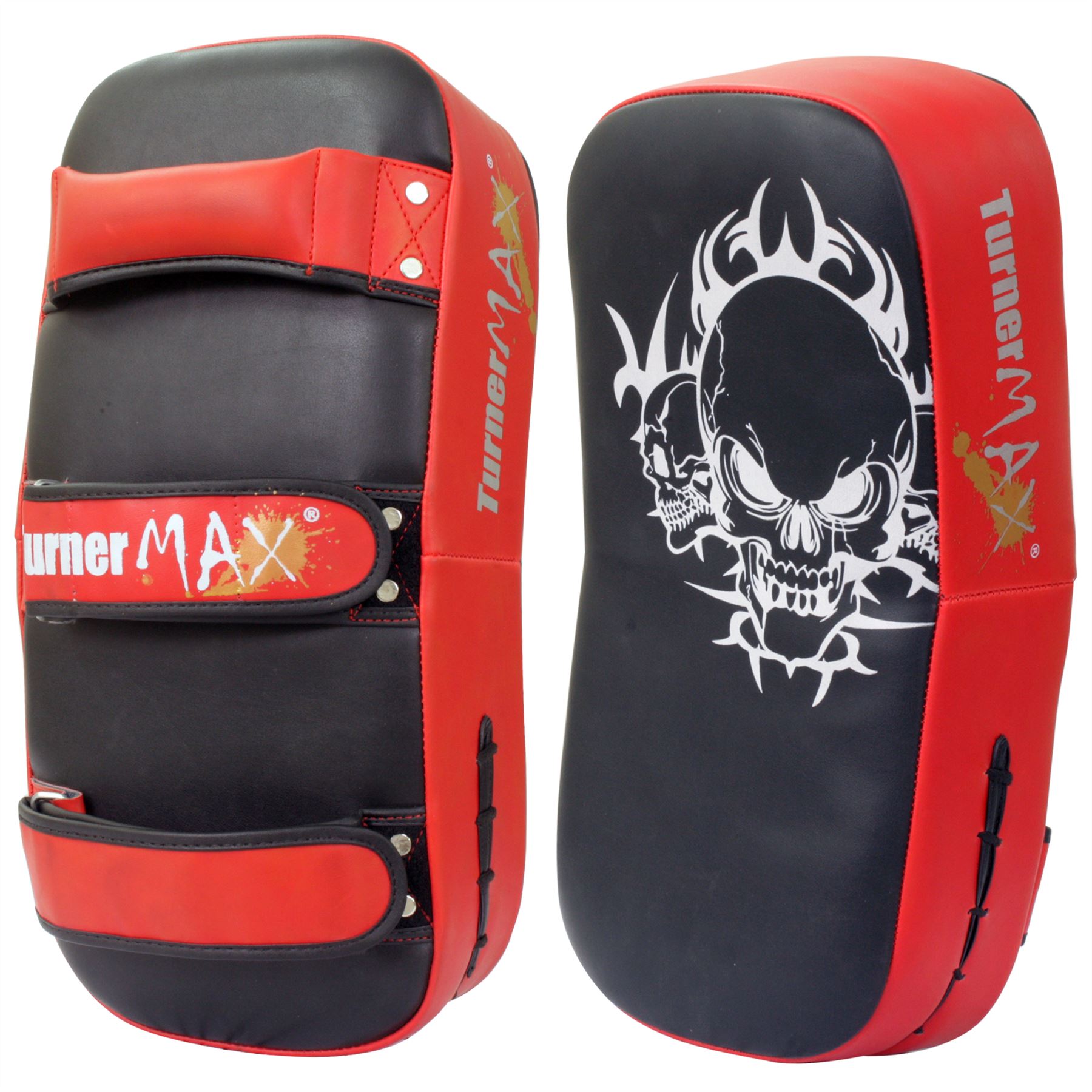 TurnerMAX Thai Boxing Training Pad MMA Punching Red Black Curved Single