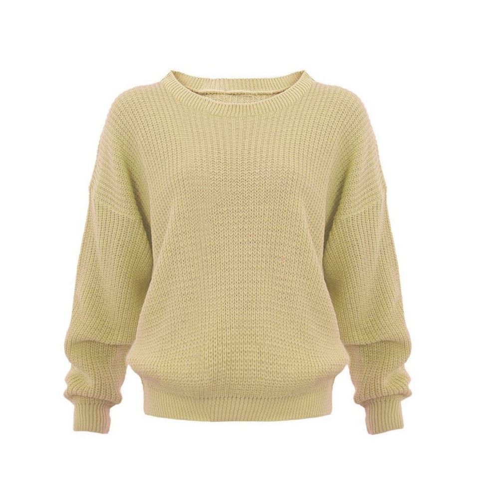 New Women Plain Chunky Knitted Baggy Oversize Fit Jumper Long Sleeve Sweater ...