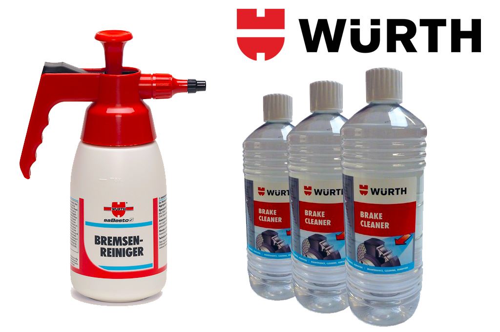 Wurth Pump Dispenser + 3 x 1 Litre Bottles of Wurth Brake Cleaner