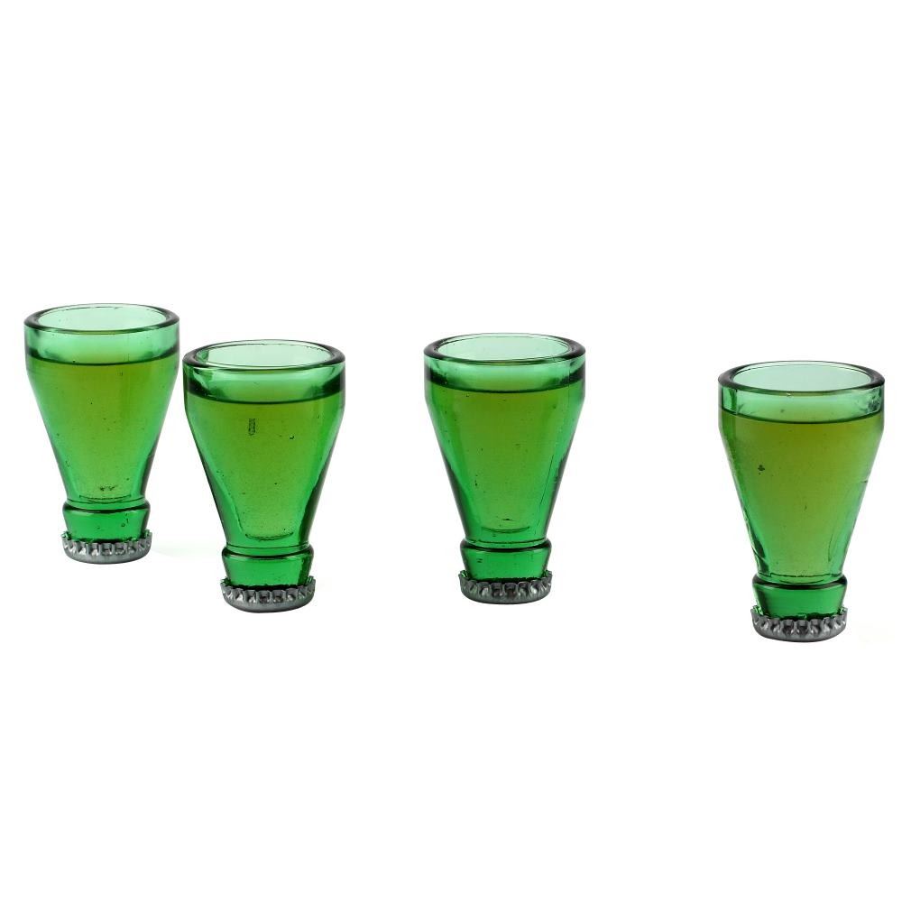 Top Shots Bottle Top Shot Glasses Set of 4 Made from Recycled Beer