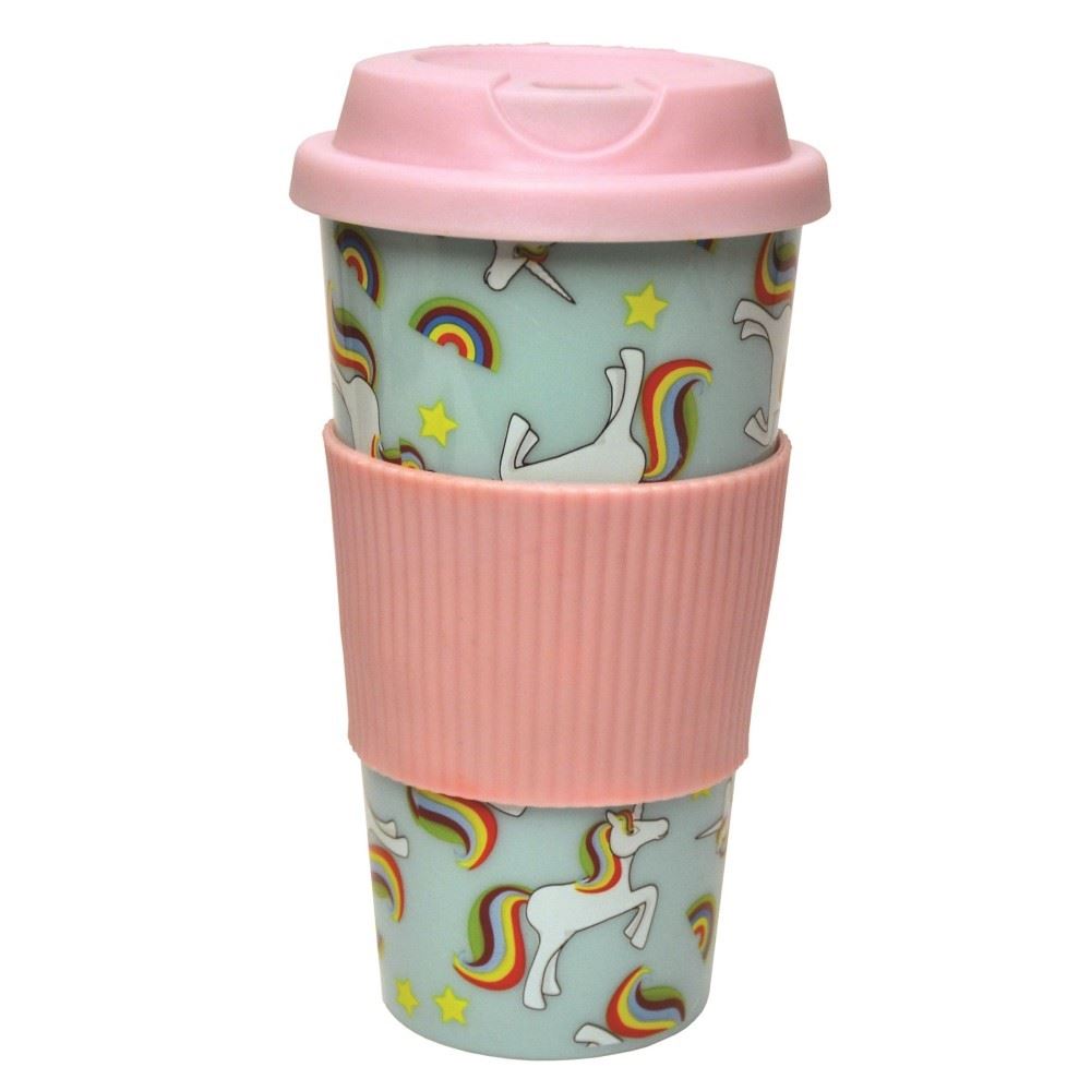 Unicorn Travel Mug ScrewTop Spill Proof Lid & Rubbery Grip Coffee or