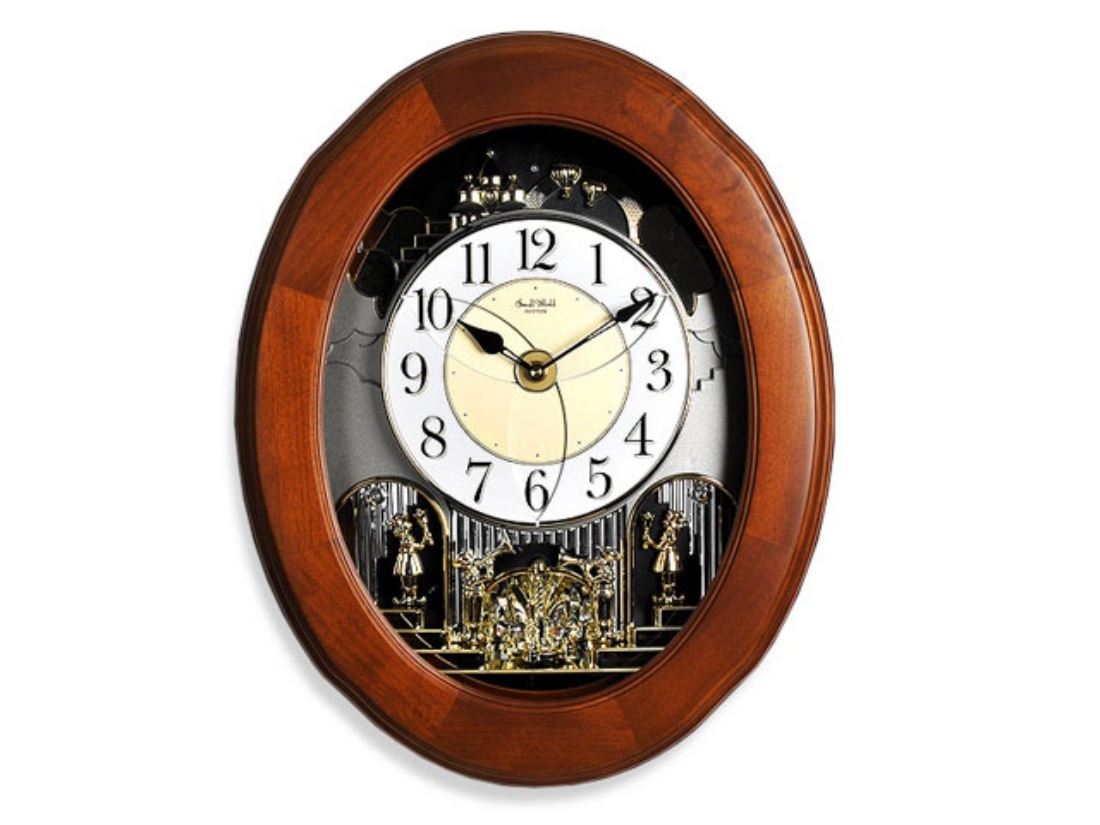 Rhythm 4Mh780Wd06 Small World Musical Wooden Wall Clock Swarovski
