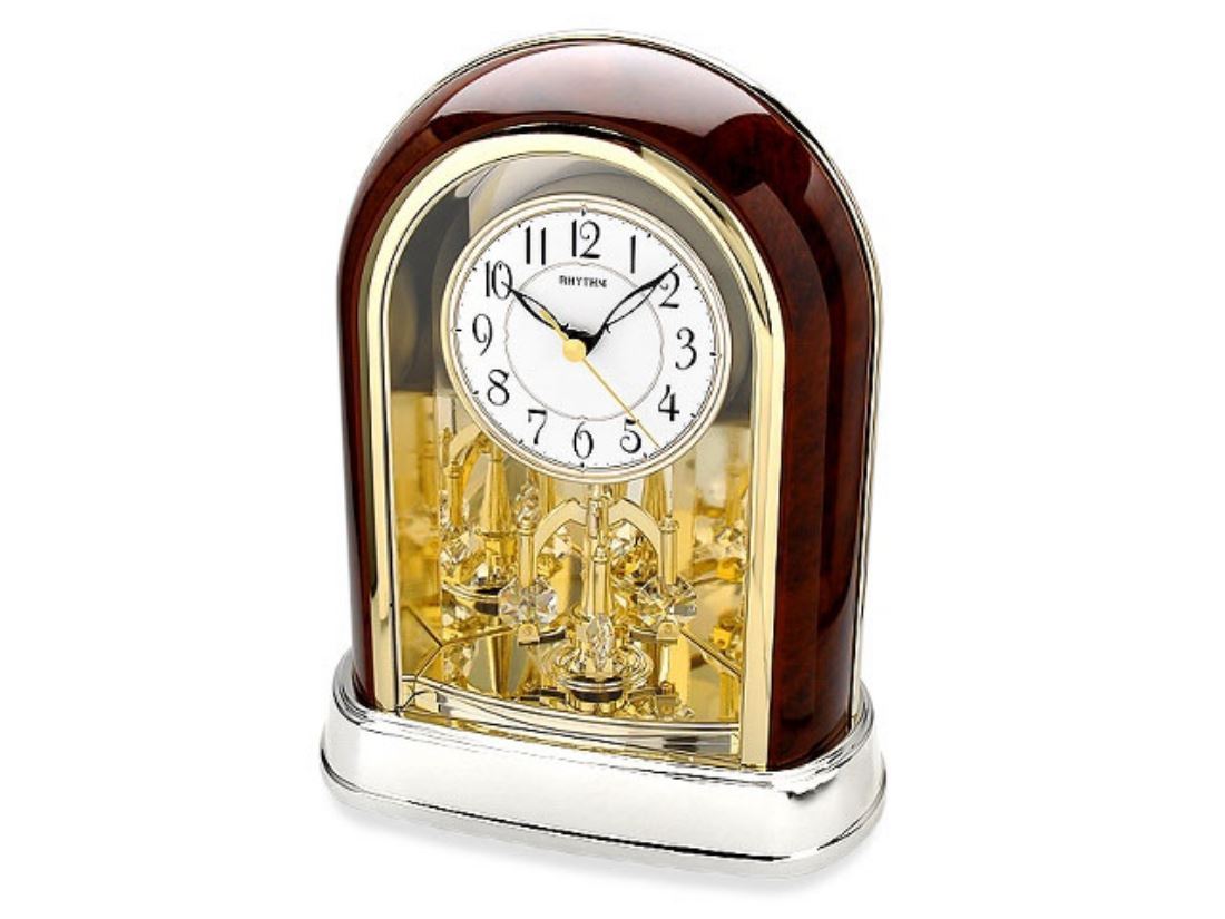 Rhythm Anniversary Clock With Spinning Feature Swarovski Crystals eBay