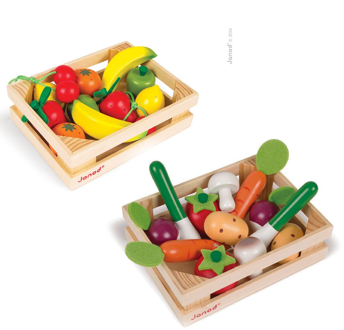 Janod Wooden Play Food Crate Fruit and Vegetables 4y+ eBay