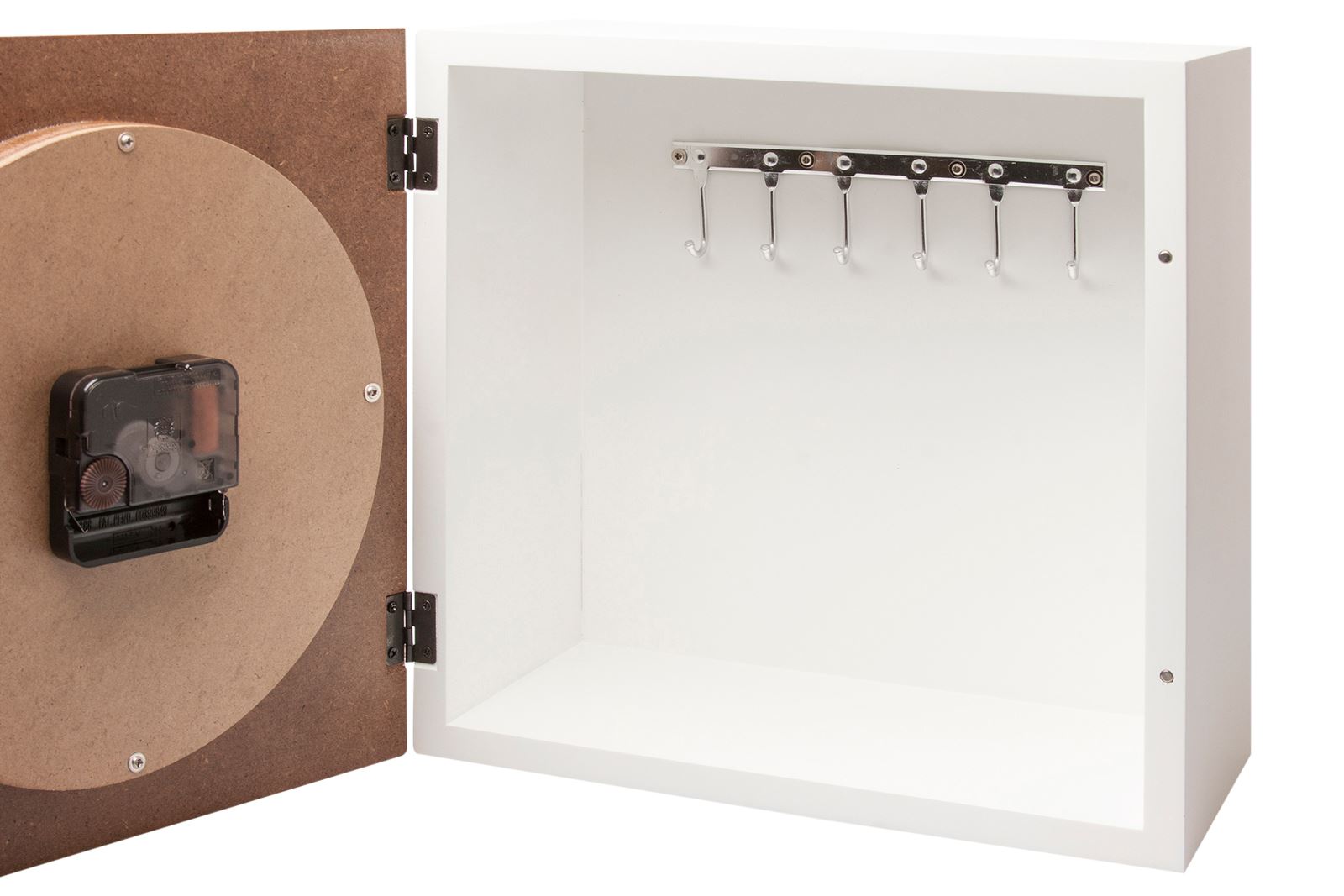 Qubo Wall Clock Wood Finish Key Box Storage Holder eBay