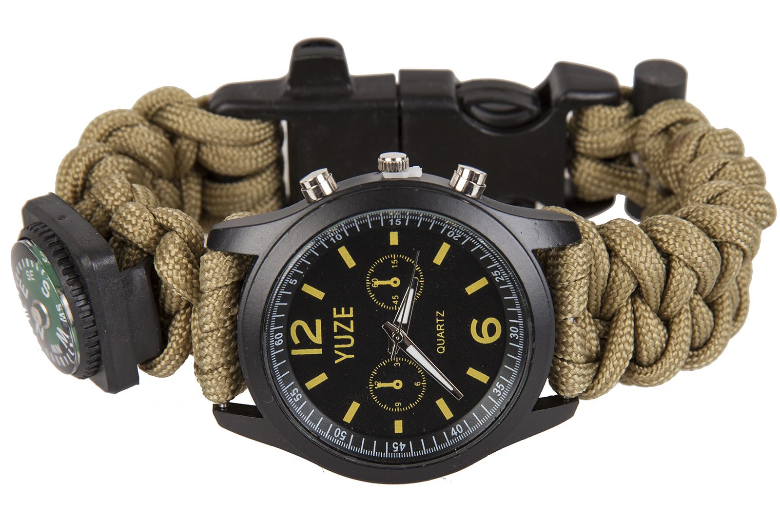 Survival Paracord Bracelet Watch Compass Flint Whistle Outdoor Bushcraft Gear eBay
