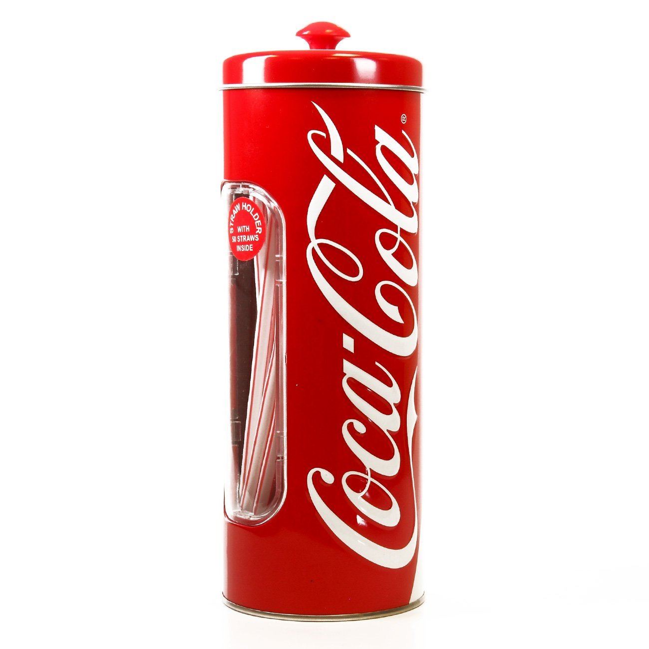 Coca Cola Metal Straw Holder Dispenser Retro Canister Tin Cafe Bar