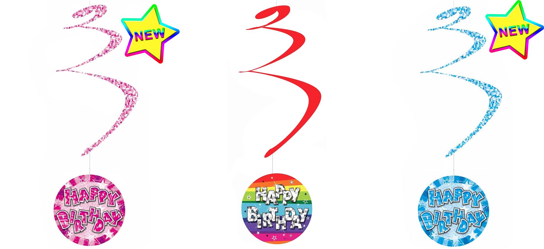 6 Happy Birthday Hanging Spiral Swirl Party Decorations Garland Party ...