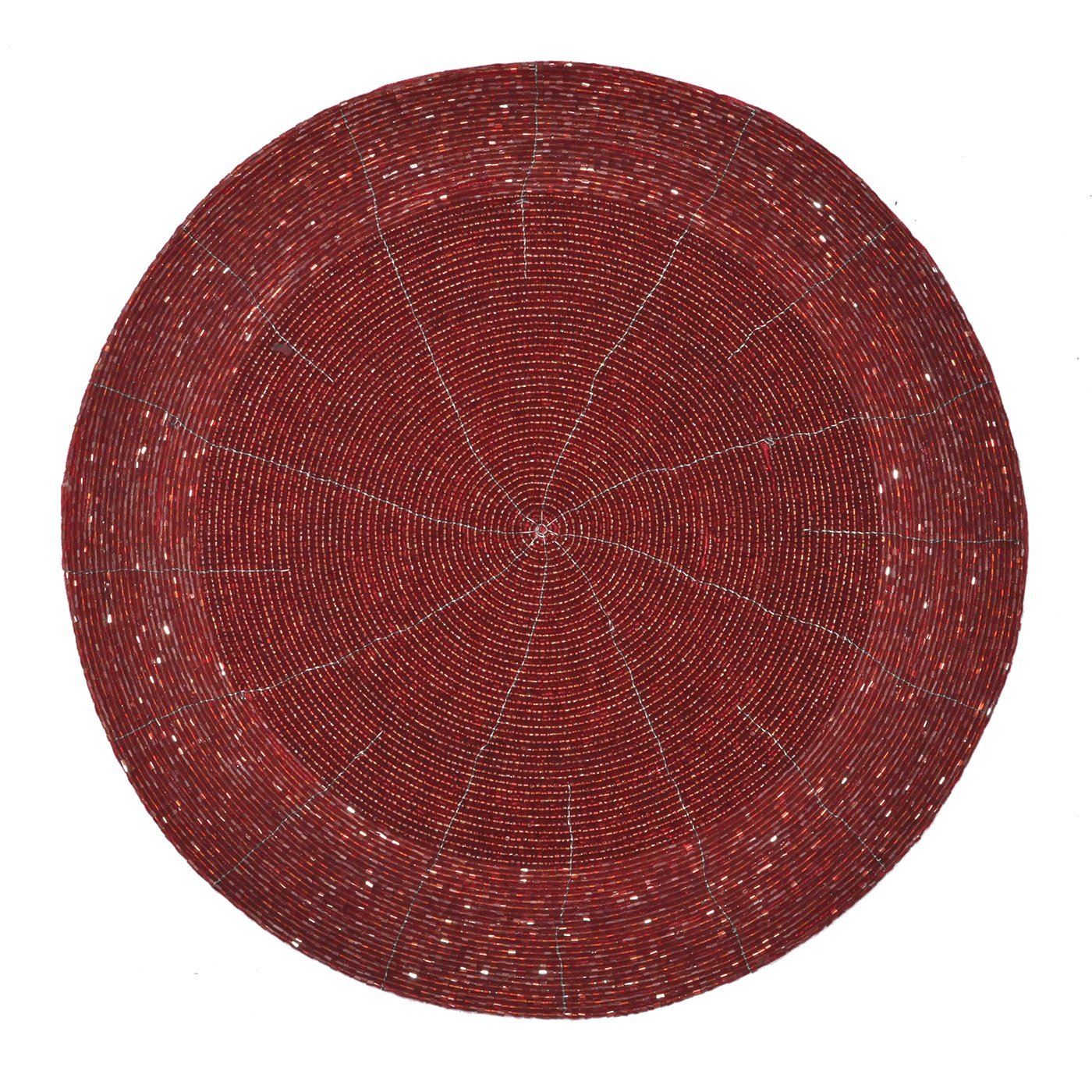 Red Beaded Placemat Party Table Ware Xmas Wedding Decor Dinner Round