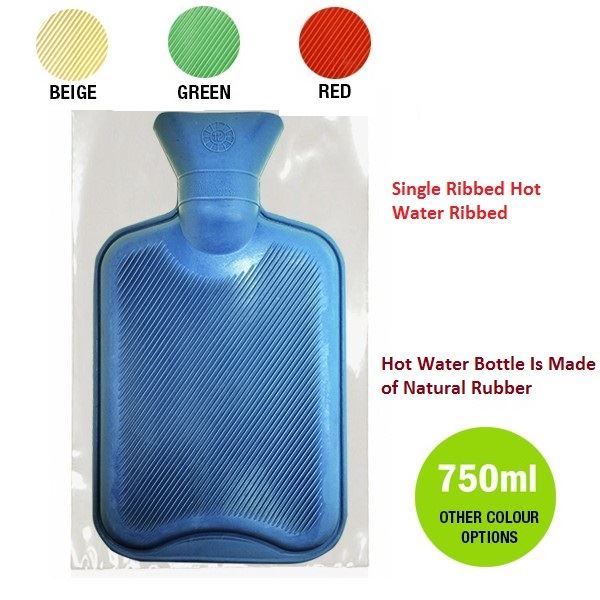 750ml Hot Water Bottle Heat Pain Relief Aid Bed Hand Rubber Warmer