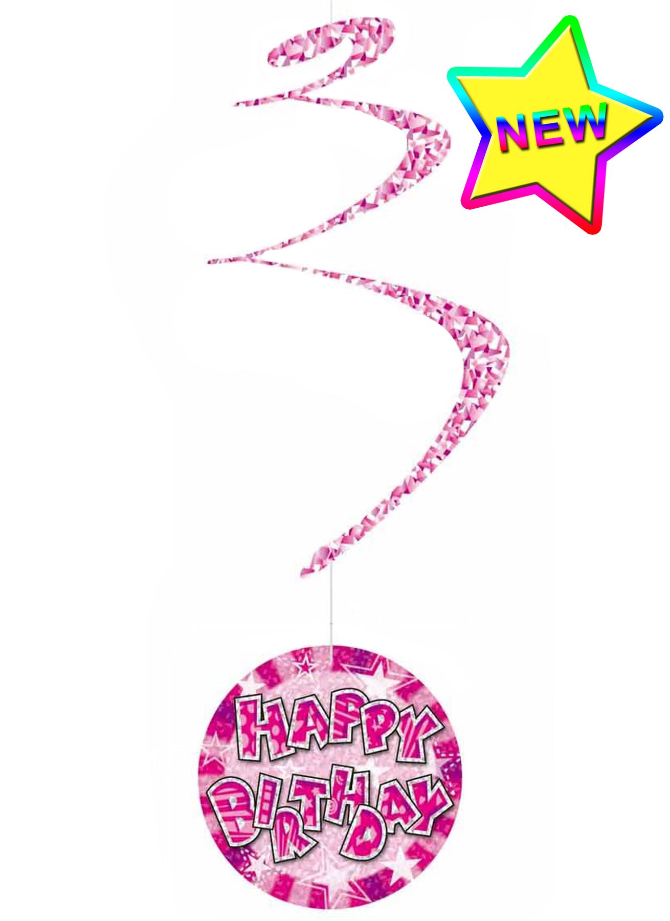 6 Happy Birthday Hanging Spiral Swirl Party Decorations Garland Party
