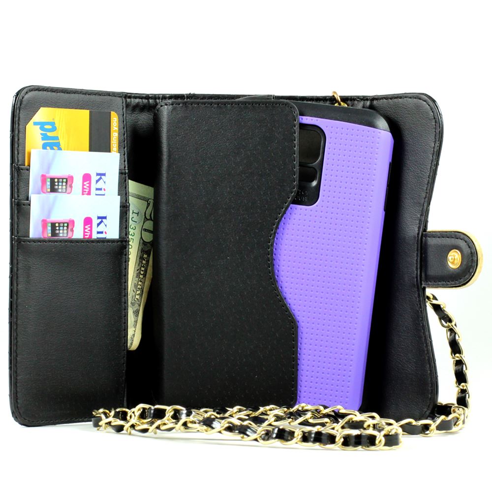 Diamond Leather Flip Wallet Purse Handbag Strap Case Otterbox Defender