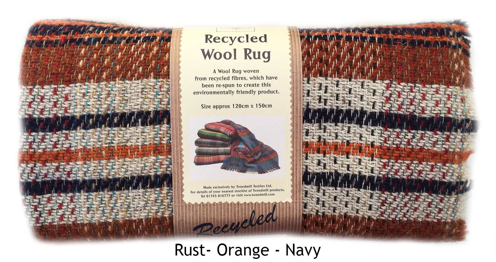 Recycled wool picnic rug travel blanket throw BRITISH MADE Tweedmill