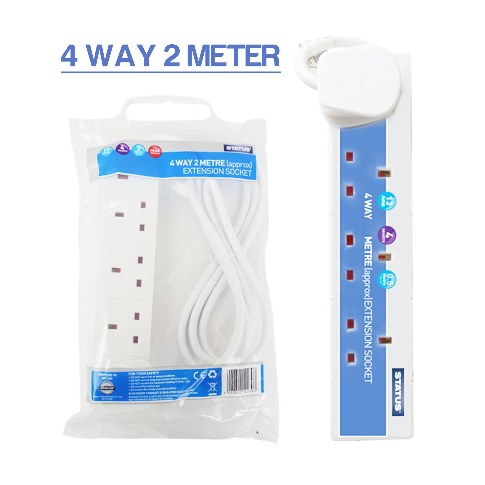2 WAY 4 GANG EXTENSION LEAD EXTENTION LEAD 2M/5M/10M SOCKETS/GANG 13A PLUG UK eBay