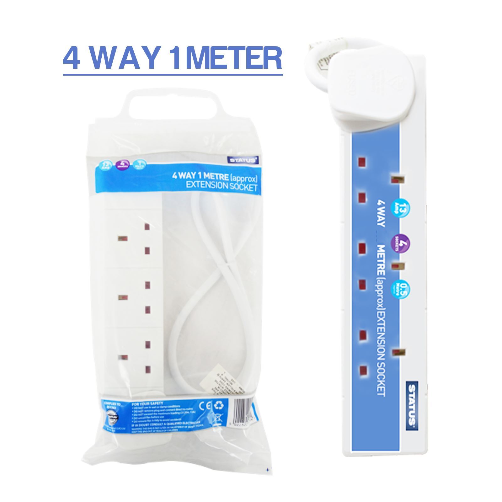 2 WAY 4 GANG EXTENSION LEAD EXTENTION LEAD 2M/5M/10M SOCKETS/GANG 13A