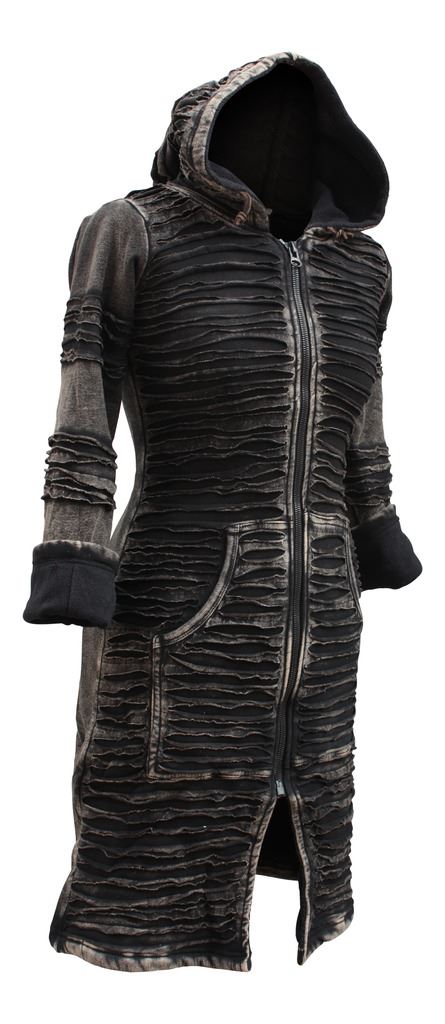 Womens Stonewashed Boho Hippie Gothic Long Jacket Festival Outdoor Emo Hoodies