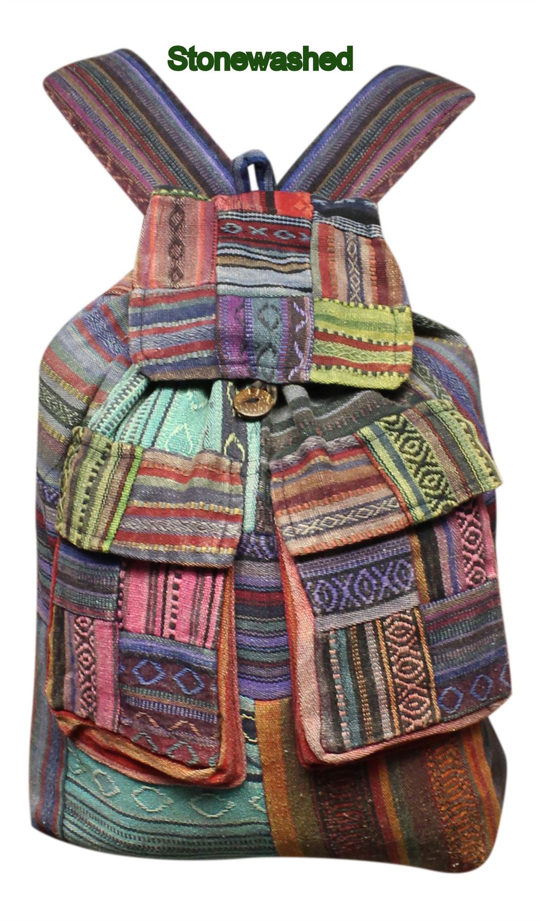 Ladies Women Hippie Festival Medium Backpack Retro Chunky Cotton