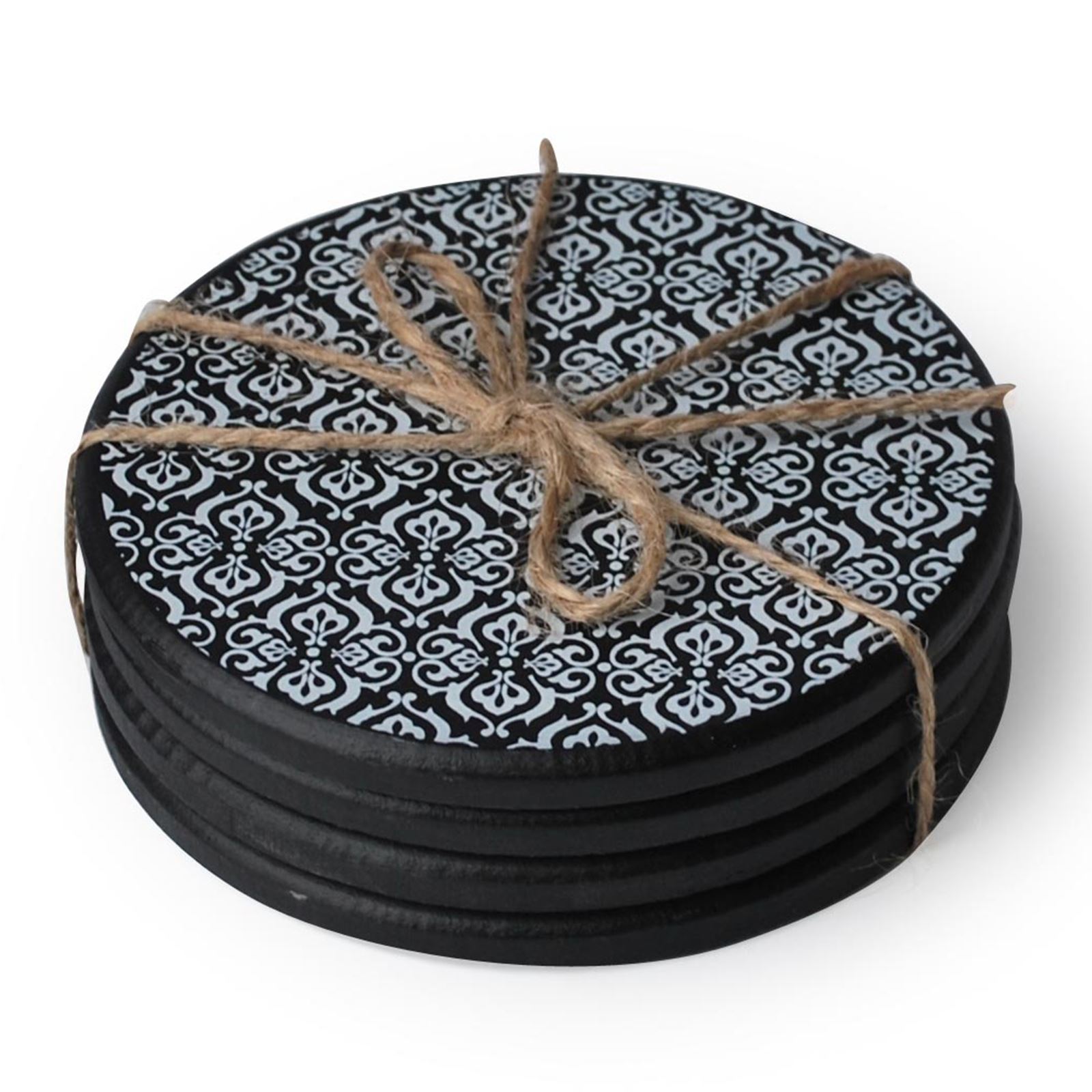 Set of 4 Square & Round Ceramic & Wood Glass Cup Mat Coasters Art Deco