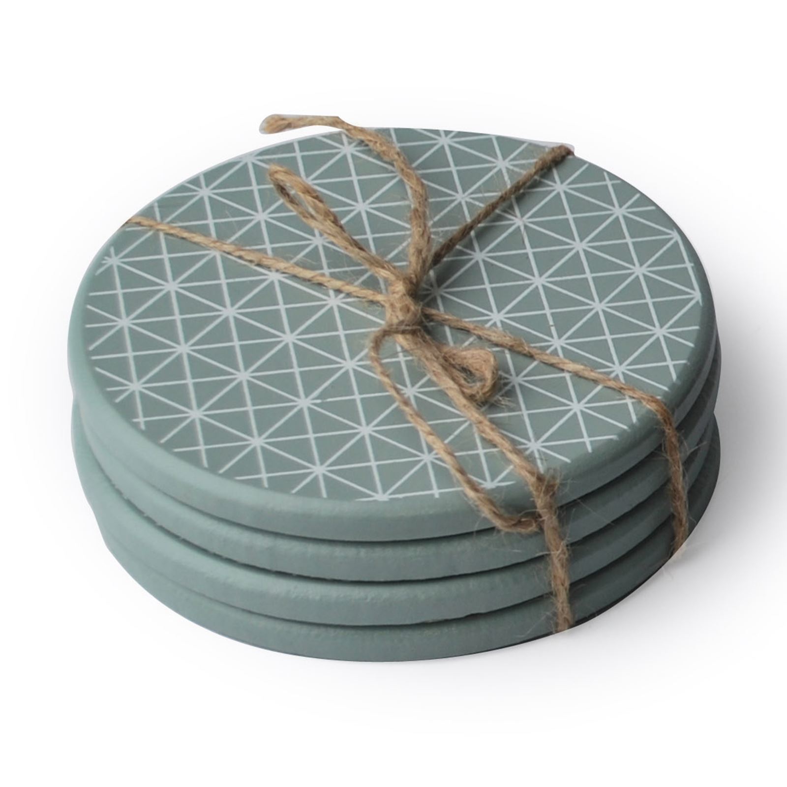 Set of 4 Square & Round Ceramic & Wood Glass Cup Mat Coasters Art Deco