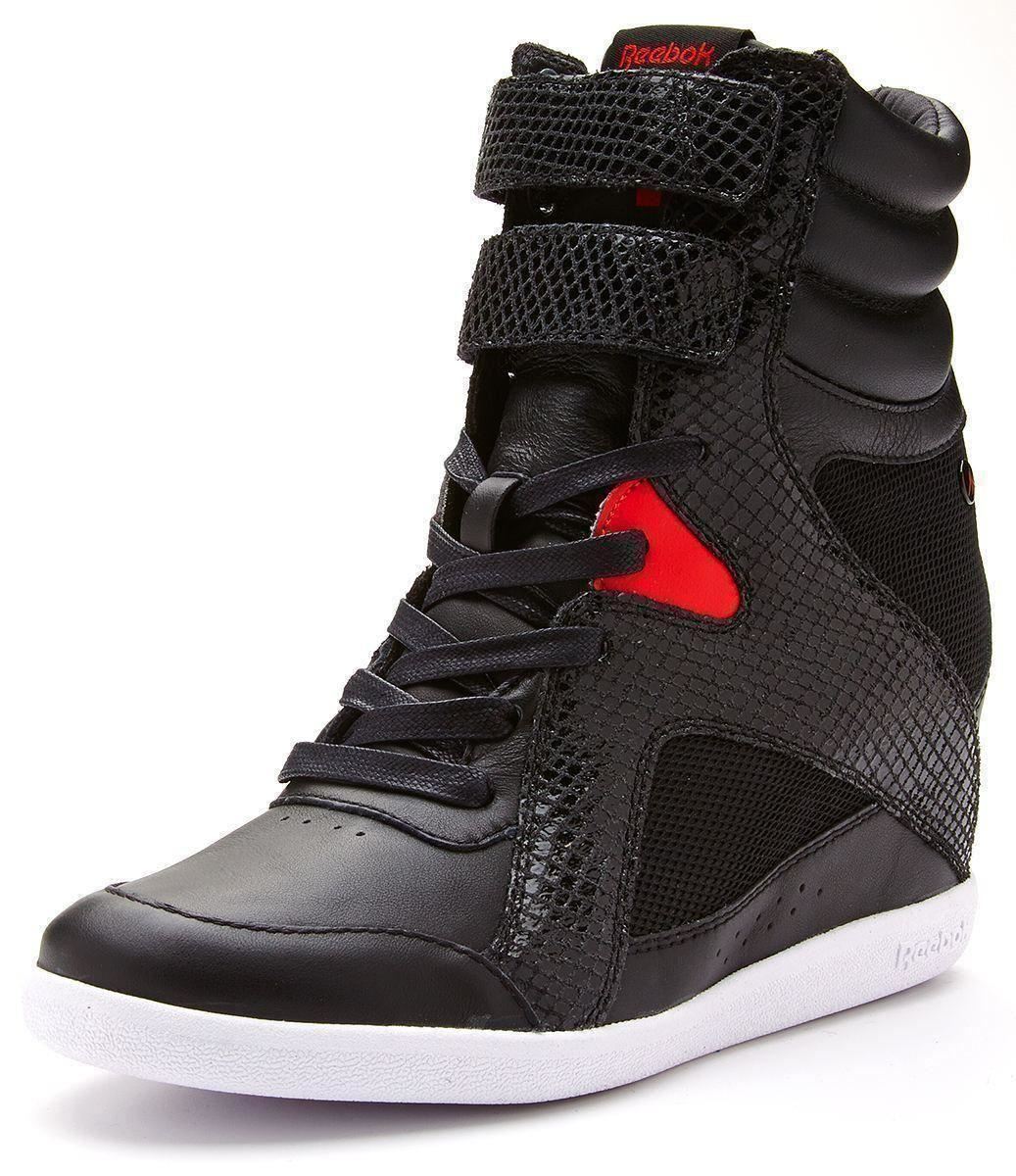 Reebok Alicia Keys wedge high heel trainers black & red V51922