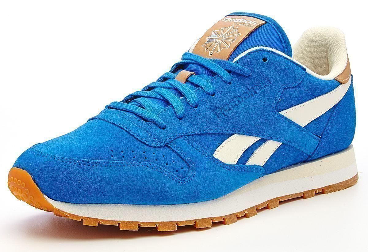 Reebok Classic leather suede retro trainers blue & white V55546 - Picture 31 of 33