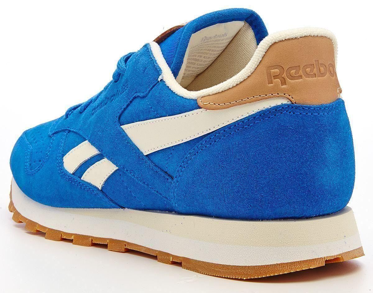 Reebok Classic leather suede retro trainers blue & white V55546 - Picture 20 of 33