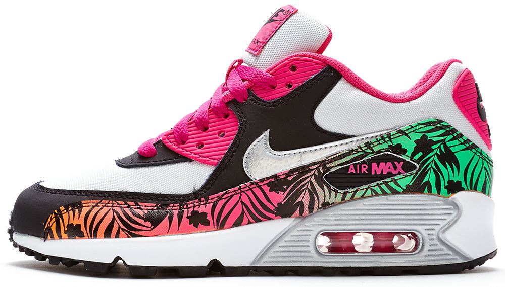 nike air max 90 print gs chaussures rose argent nike air max 90 print gs chaussures rose argent