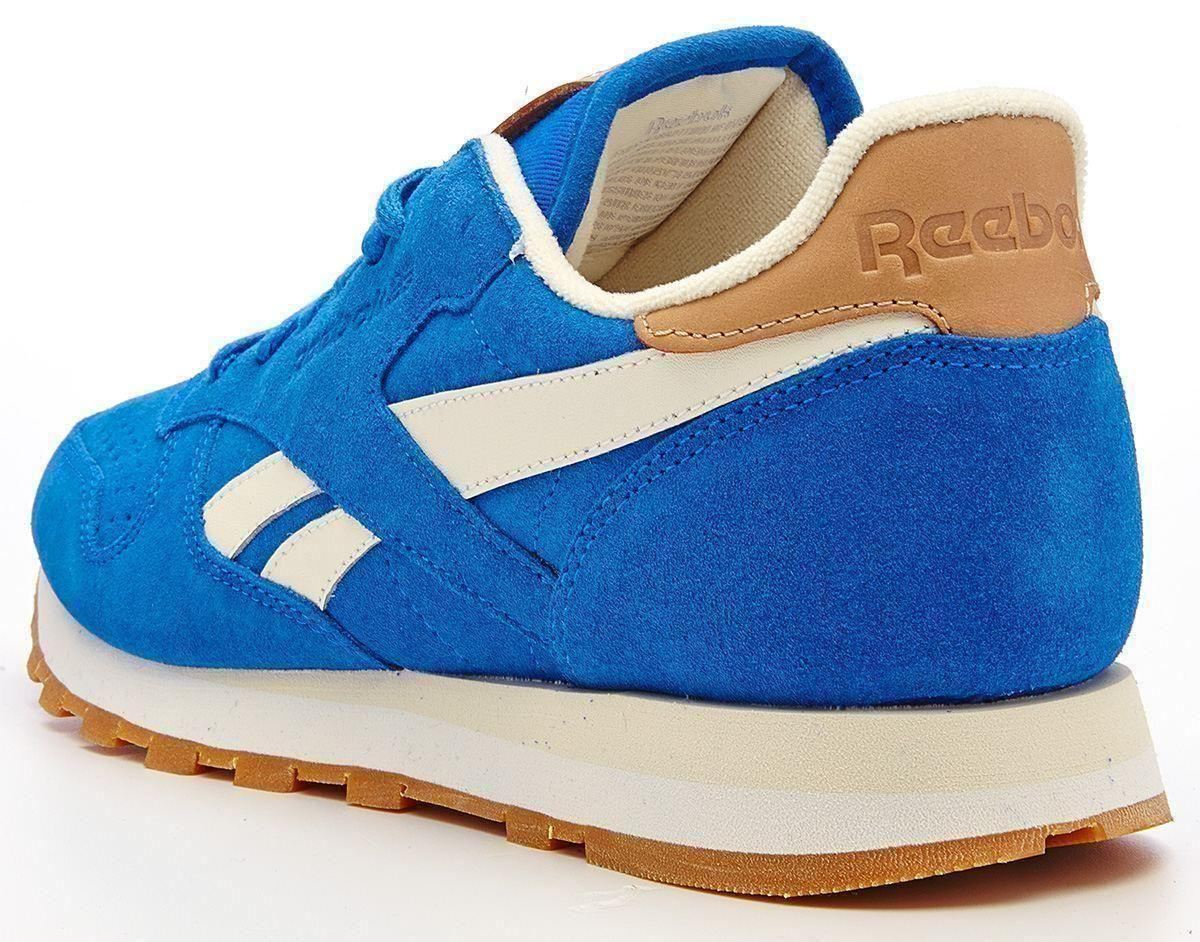 Reebok Classic leather suede retro trainers blue & white V55546 - Picture 24 of 33
