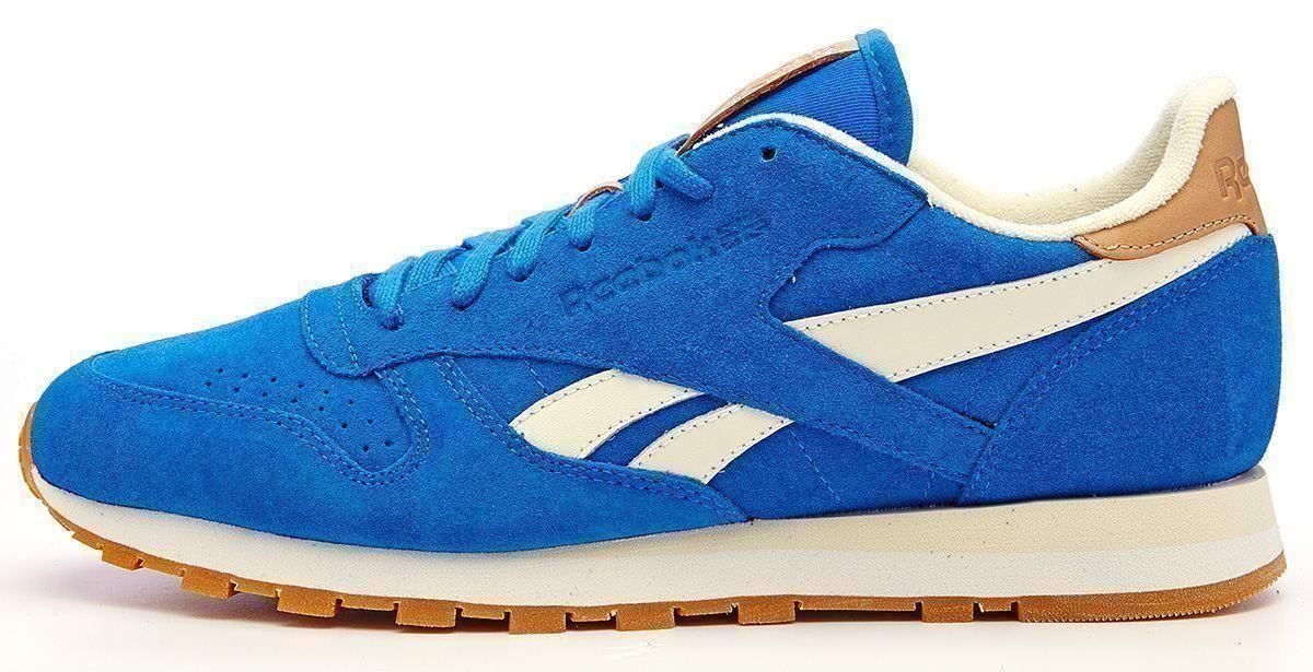 Reebok Classic leather suede retro trainers blue & white V55546 - Picture 22 of 33