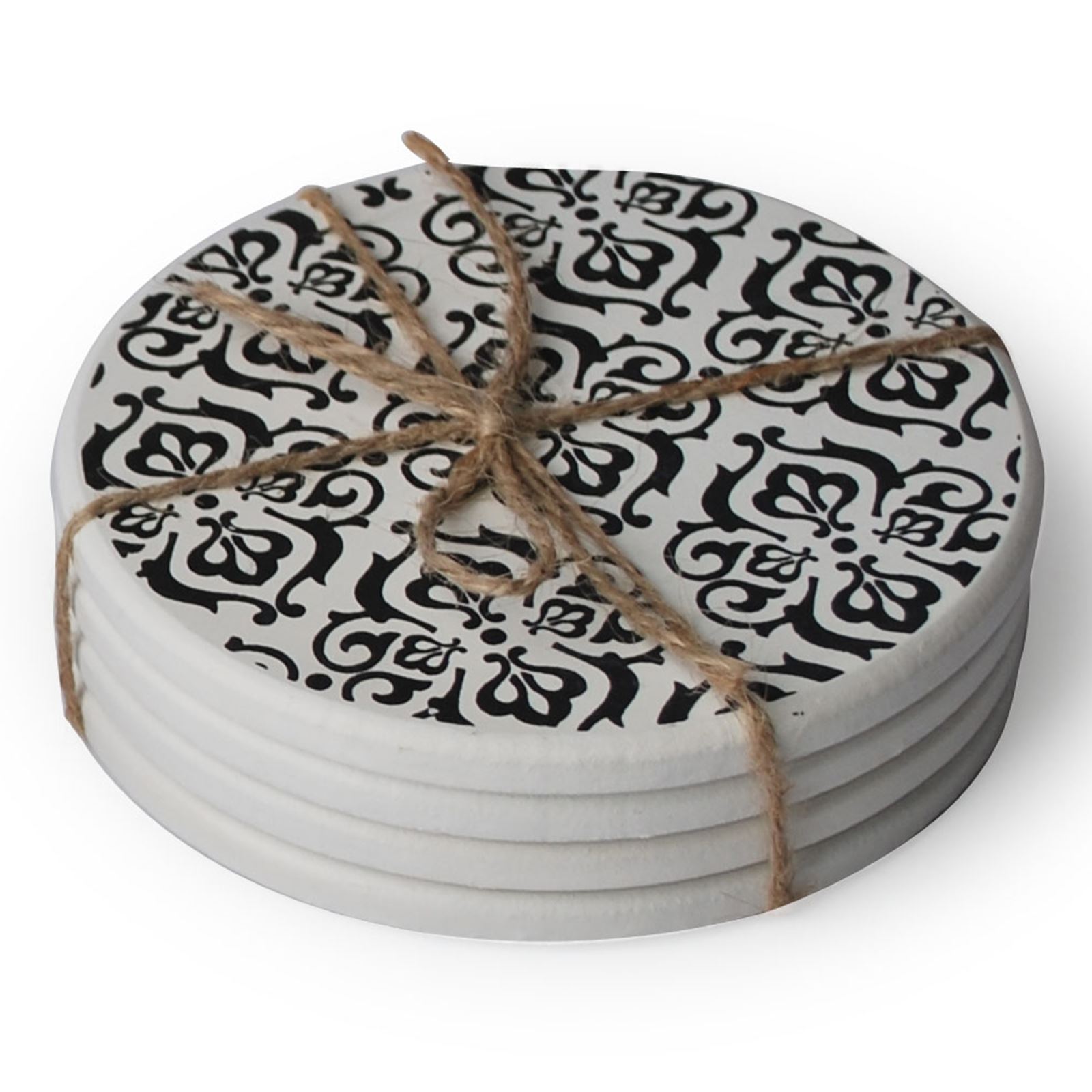 Set of 4 Square & Round Ceramic & Wood Glass Cup Mat Coasters Art Deco