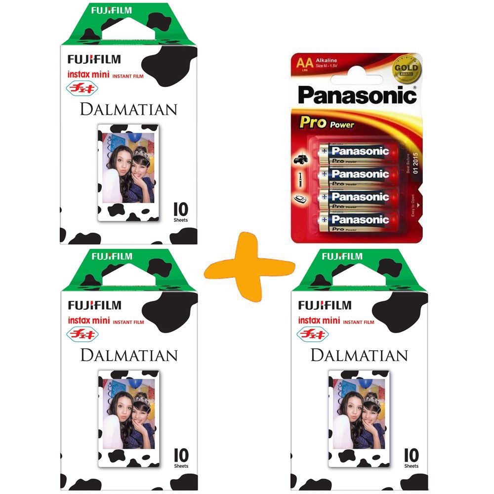 30x Fujifilm Fuji Instax Mini Instant Film w/ Colour Borders +Batteries