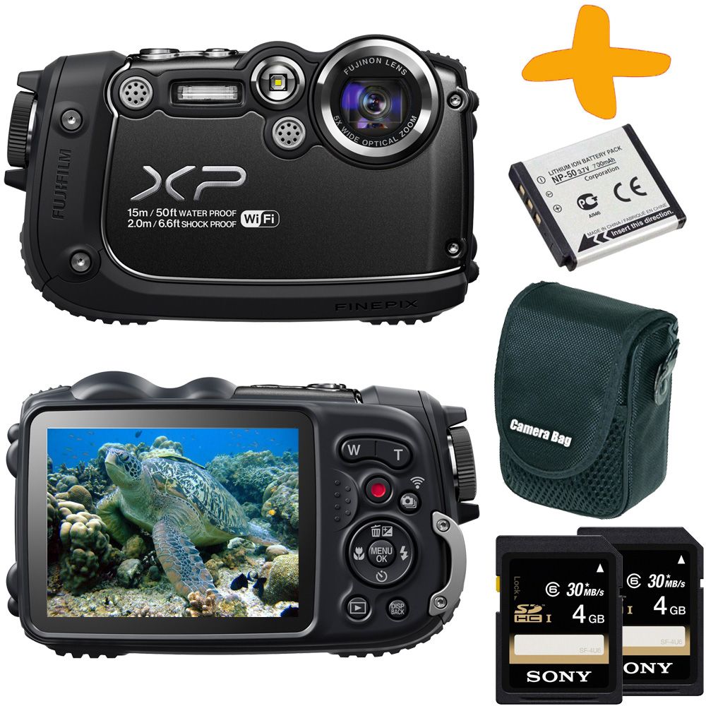 Fuji XP200 Waterproof Digital Camera Bundle. WiFi 16MP 5x Zoom