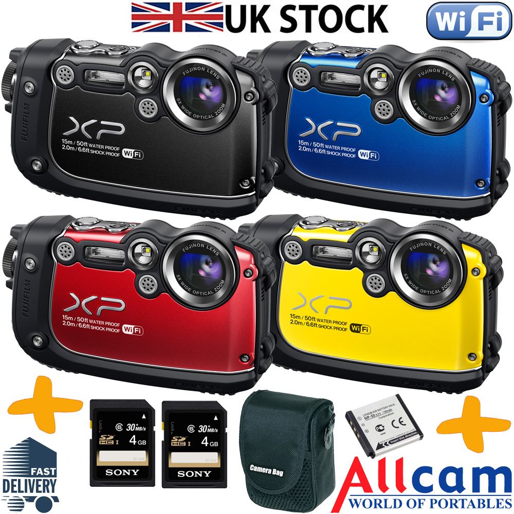 Fuji XP200 Waterproof Digital Camera Bundle. WiFi 16MP 5x Zoom