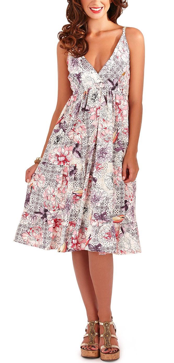 Summer Womens New Floral Tropical Print Ladies Skater Midi Dress UK Size 822 eBay