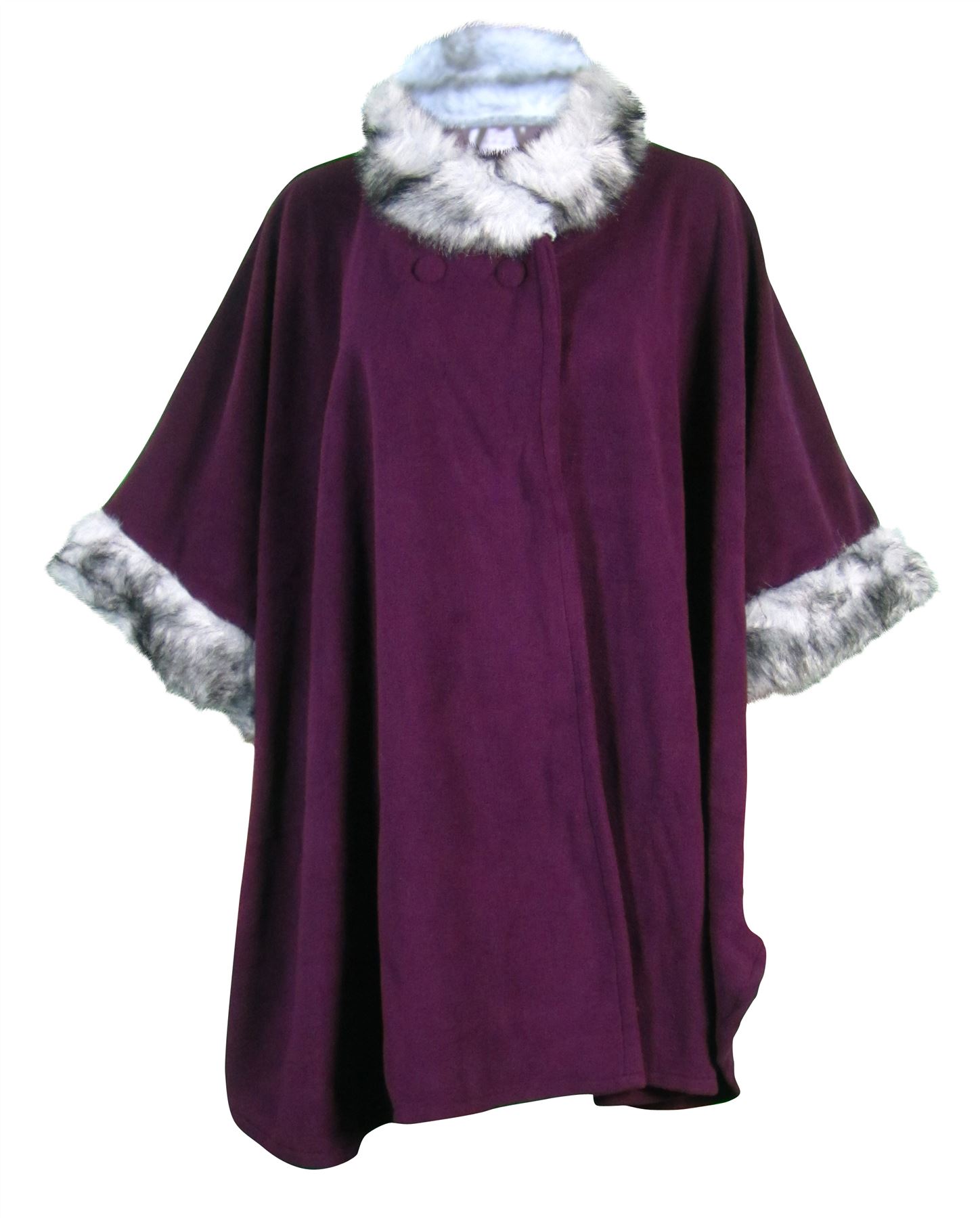 poncho sweater with fur trim