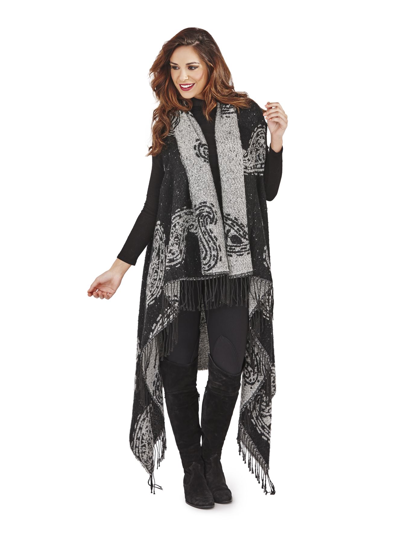 UK New Women Ladies Warm Winter Wrap Shawl Cape Poncho Scarf Knit