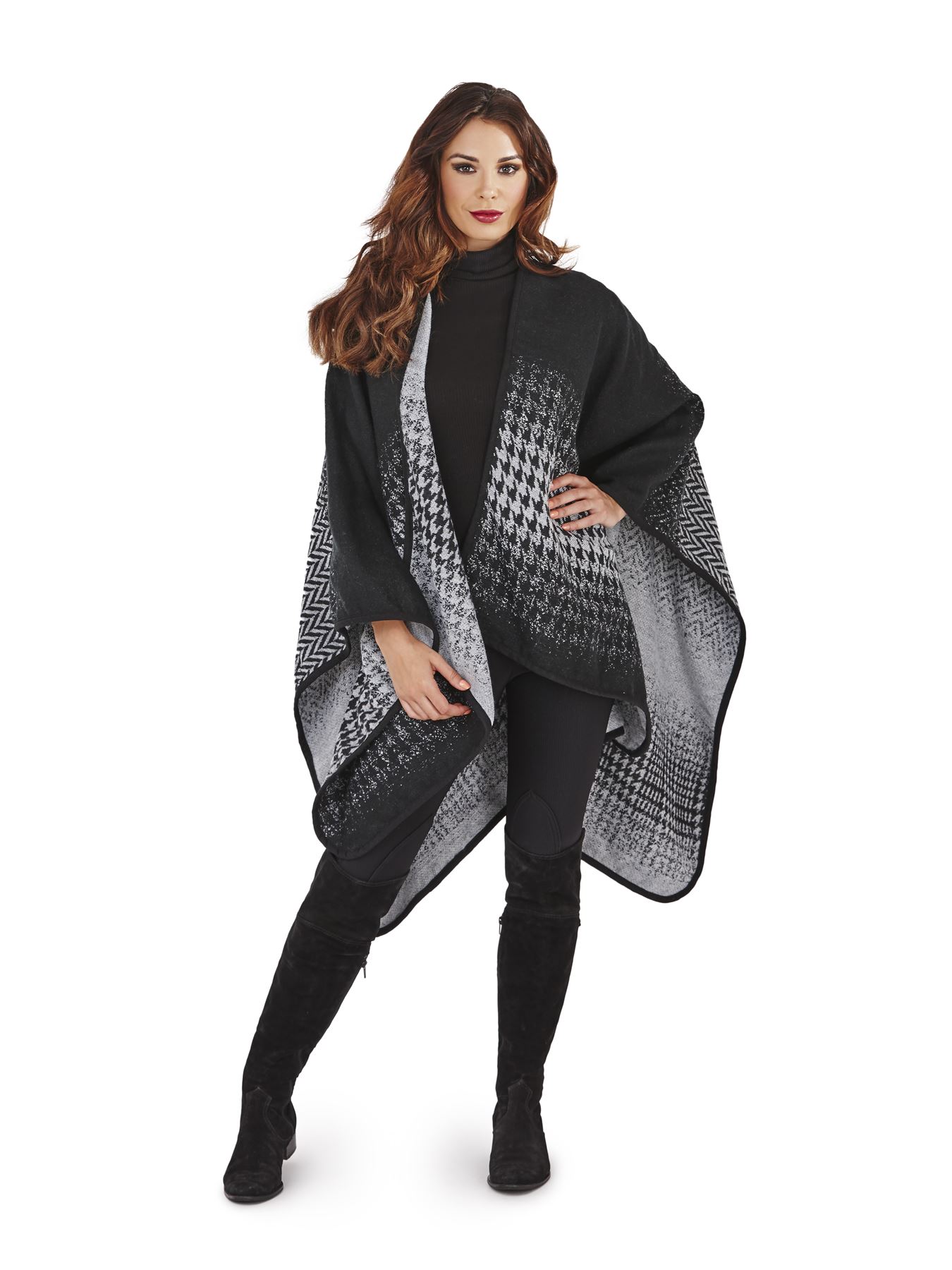 UK New Women Ladies Warm Winter Wrap Shawl Cape Poncho Scarf Knit