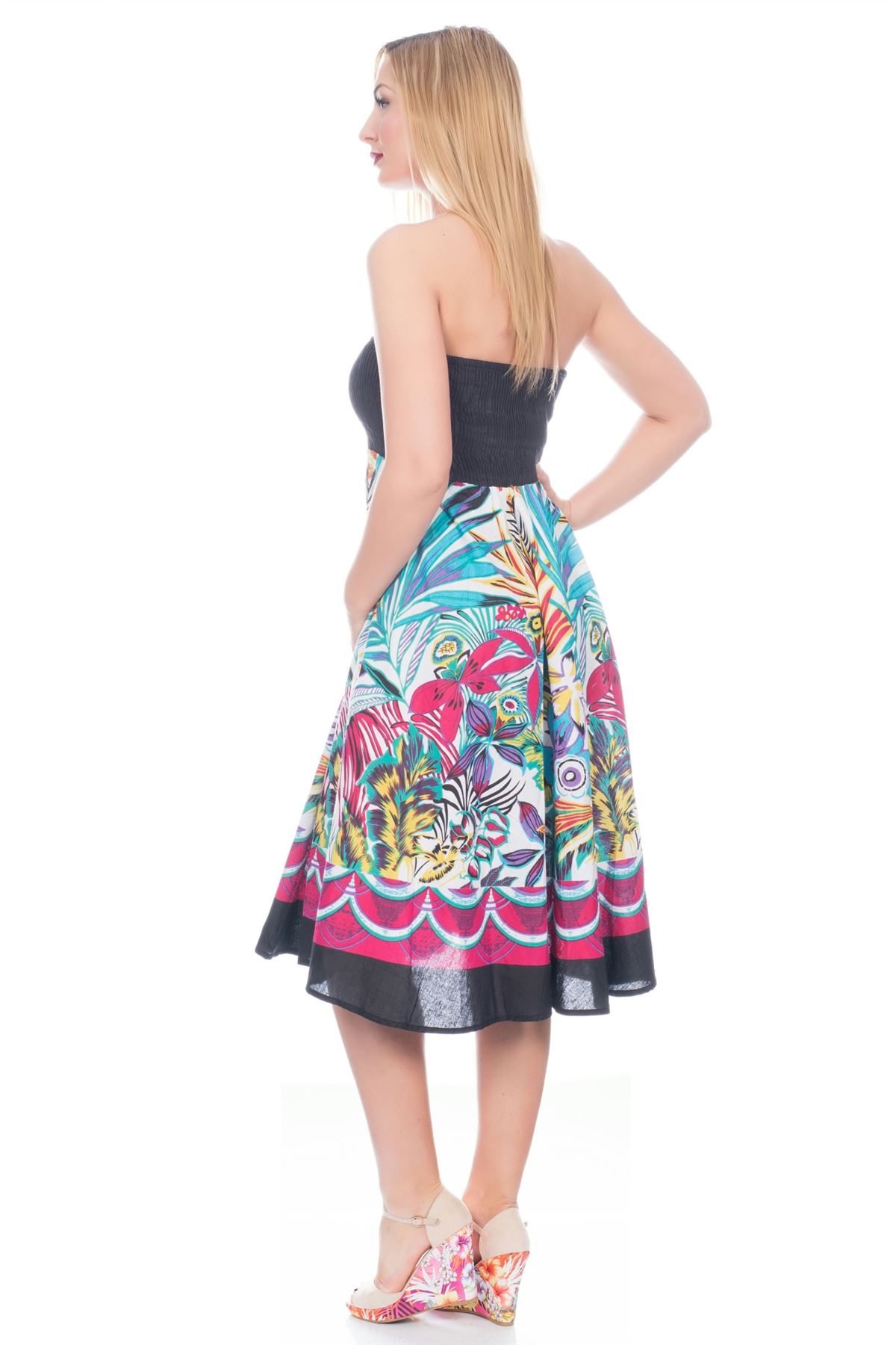 UK Womens Holiday Ladies Short Knee Length Summer Beach Dress Cotton