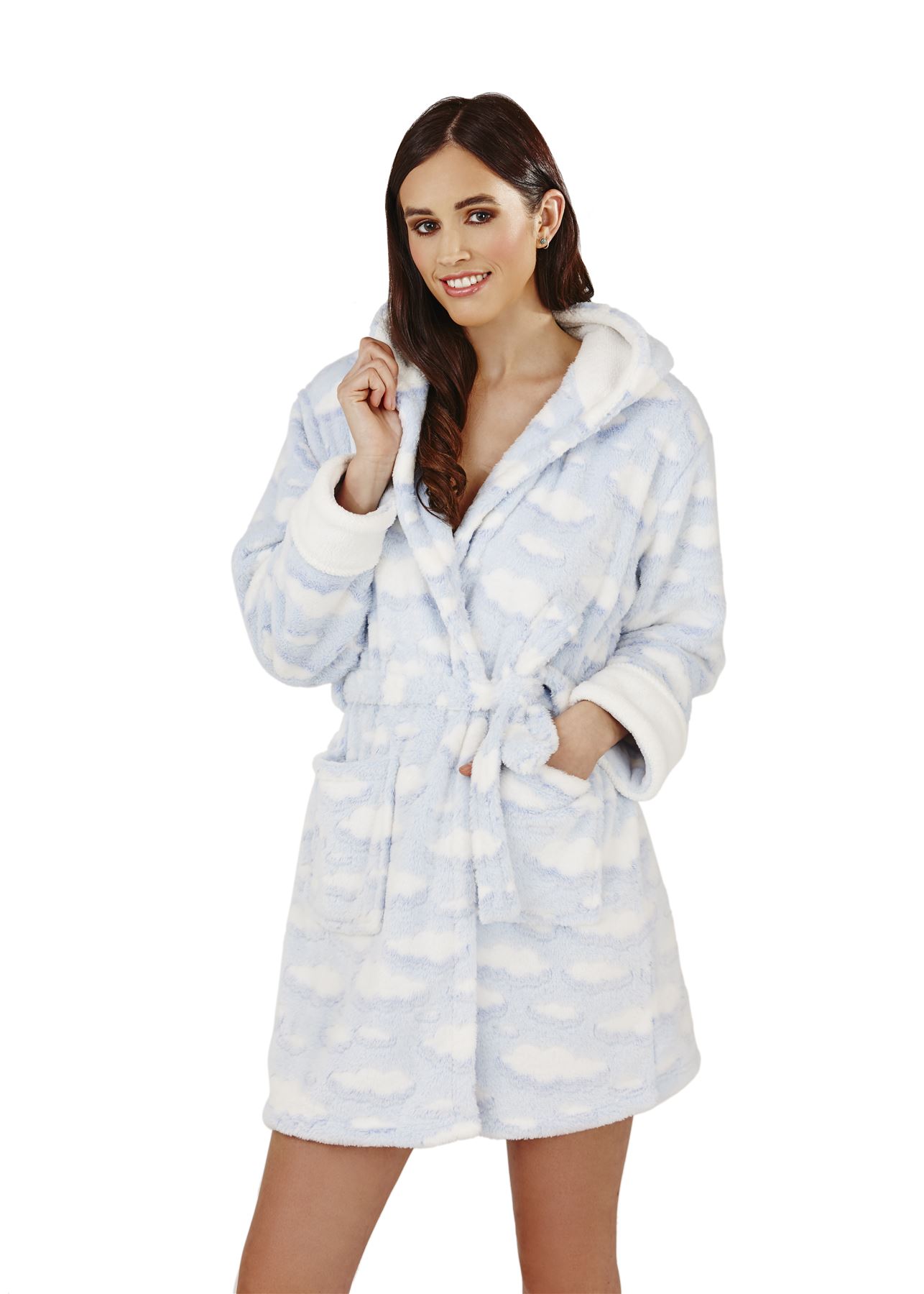 Ladies Women Soft Fleece Pyjama Dressing Gown Wedding Gift Bath Robe Hood Kimono | eBay