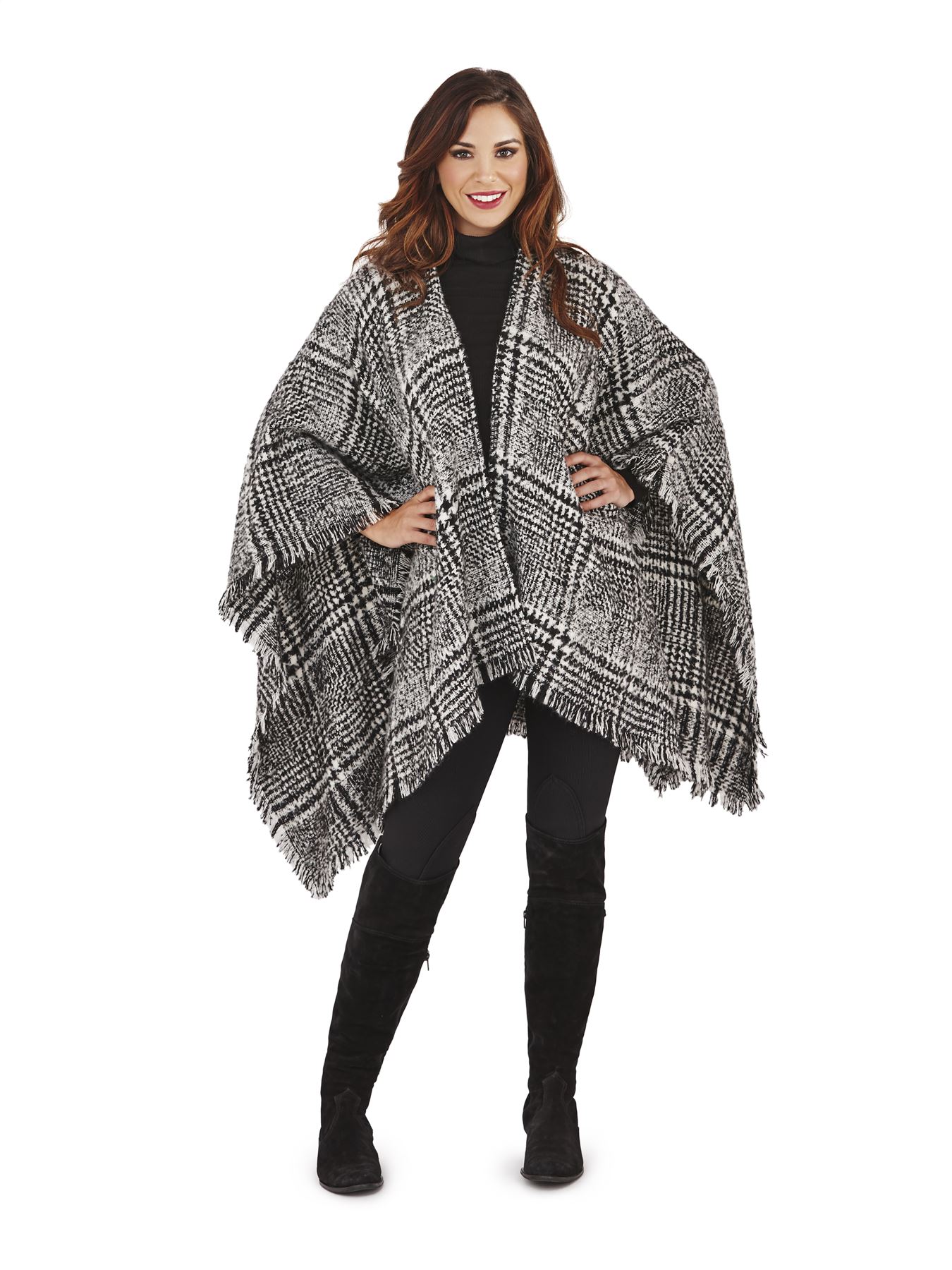 UK New Women Ladies Warm Winter Wrap Shawl Cape Poncho Scarf Knit