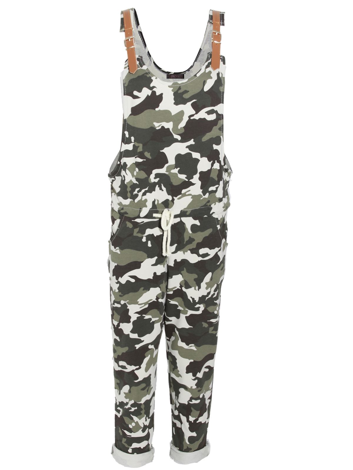 Ladies Womens Dungaree Camo Camouflage Jumpsuit 3/4 Pants Loungewear eBay