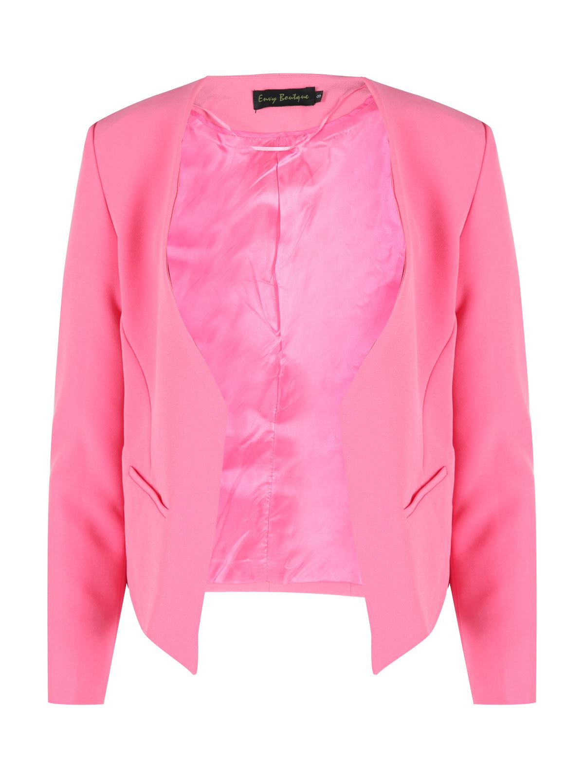 WOMENS LADIES WATERFALL OPEN PONTE BLAZER CASUAL OFFICE WORK SUIT