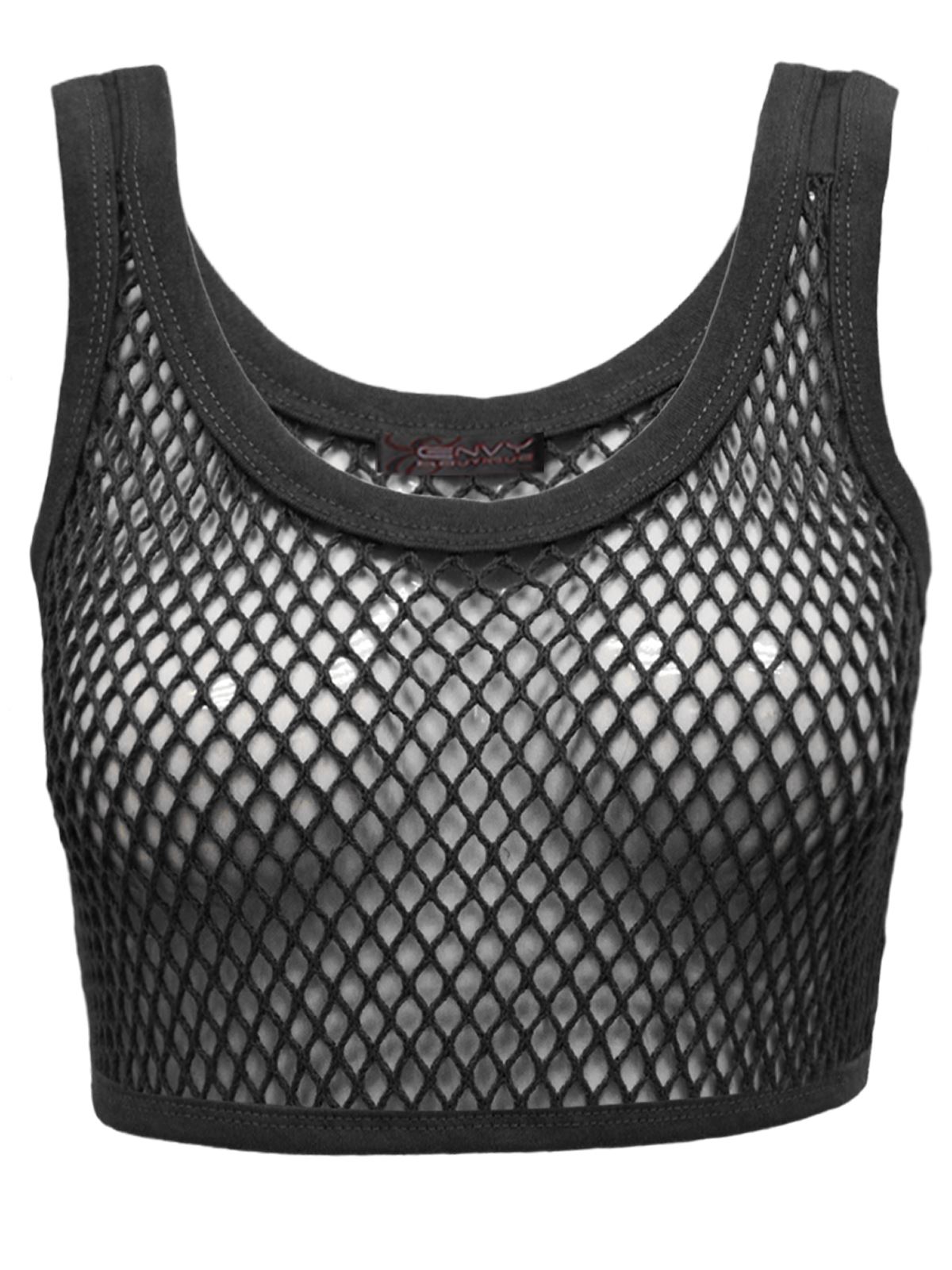 Ladies Womens Mesh Cotton Summer Crop Top Vest Tank Gym Yoga