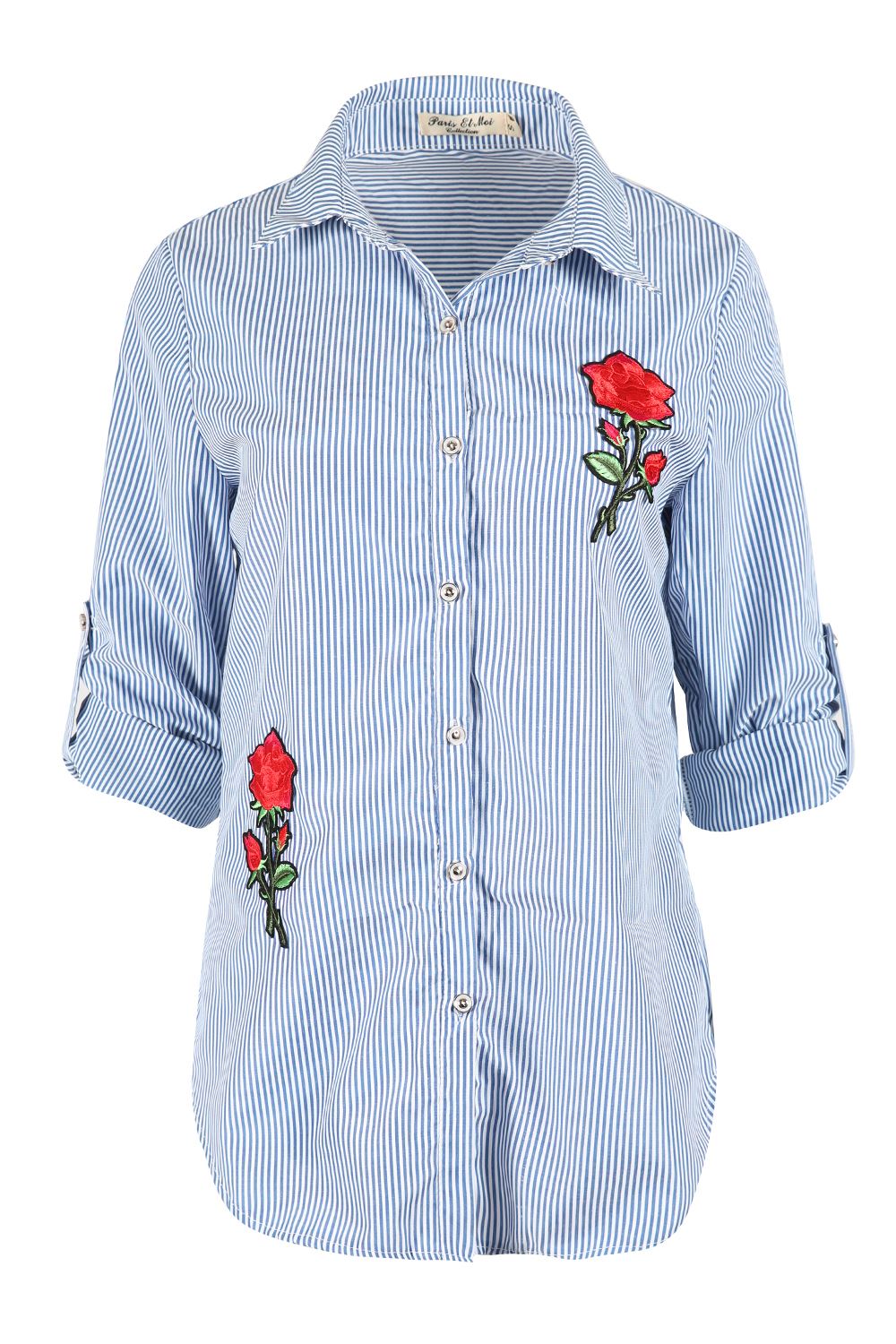 womens embroidered floral striped shirt womens embroidered floral striped shirt