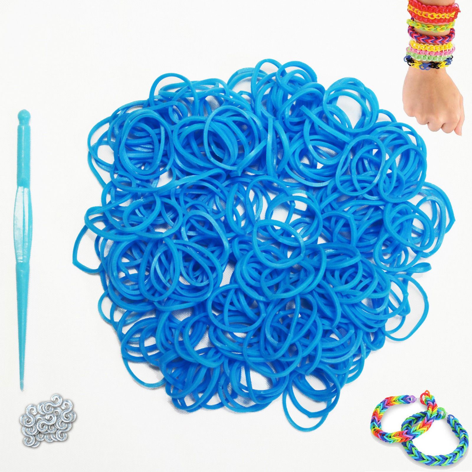 600 COLOURFUL LOOM BANDS RAINBOW BRIGHT NEON RUBBER TOOL BRACELET LOOMS