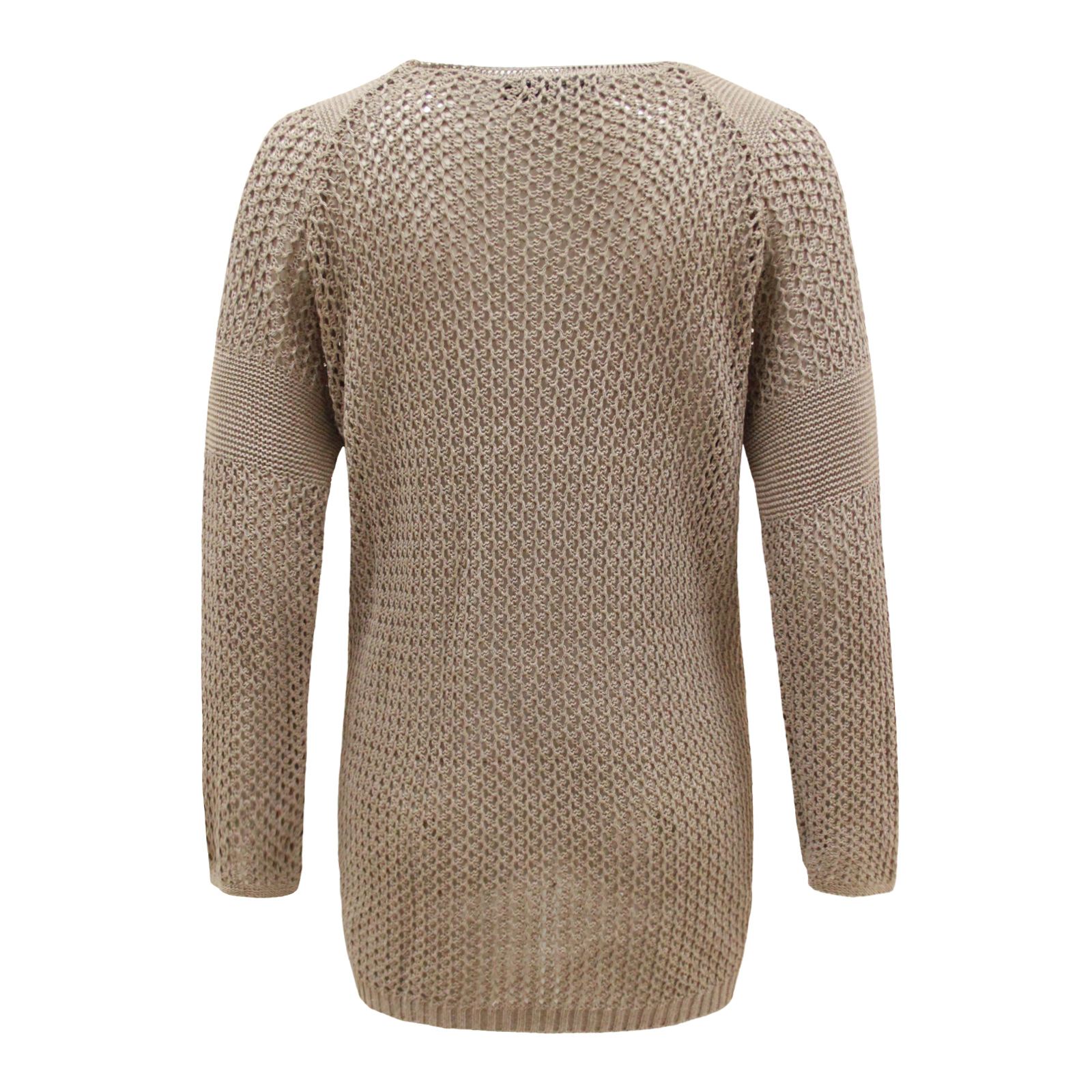 Ladies Womens Chunky Holey Knitted Crochet Knitted Jumper Mesh Top Knit