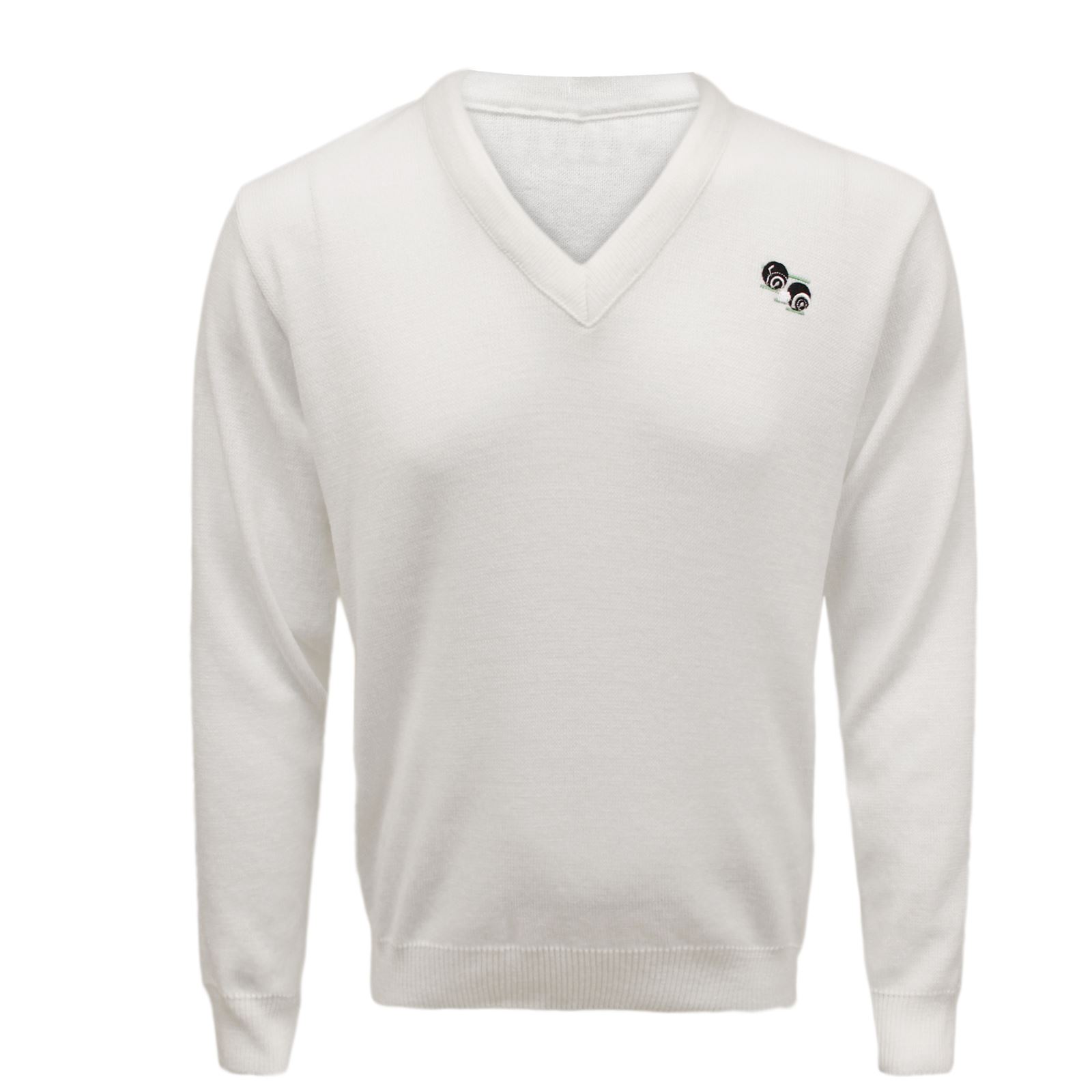 NEW MENS LAWN BOWLS BOWLING VNECK KNITTED WHITE JUMPER TANK TOP